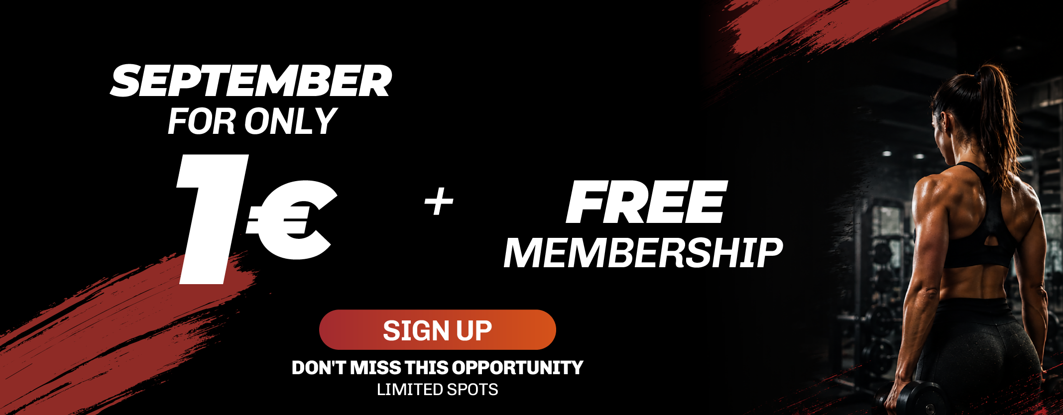 September promotion at Entrena-T 24h: train for only €1 with free membership registration. Limited-time offer.